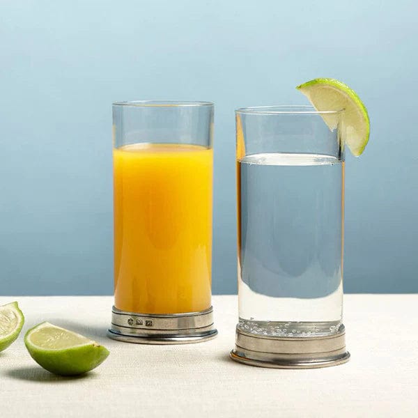 Italian Pewter and Crystal Highball Glass