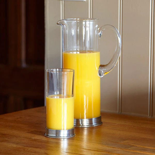 Italian Pewter and Crystal Highball Glass