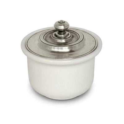 Italian Pewter Ceramic Sugar Bowl with Lid