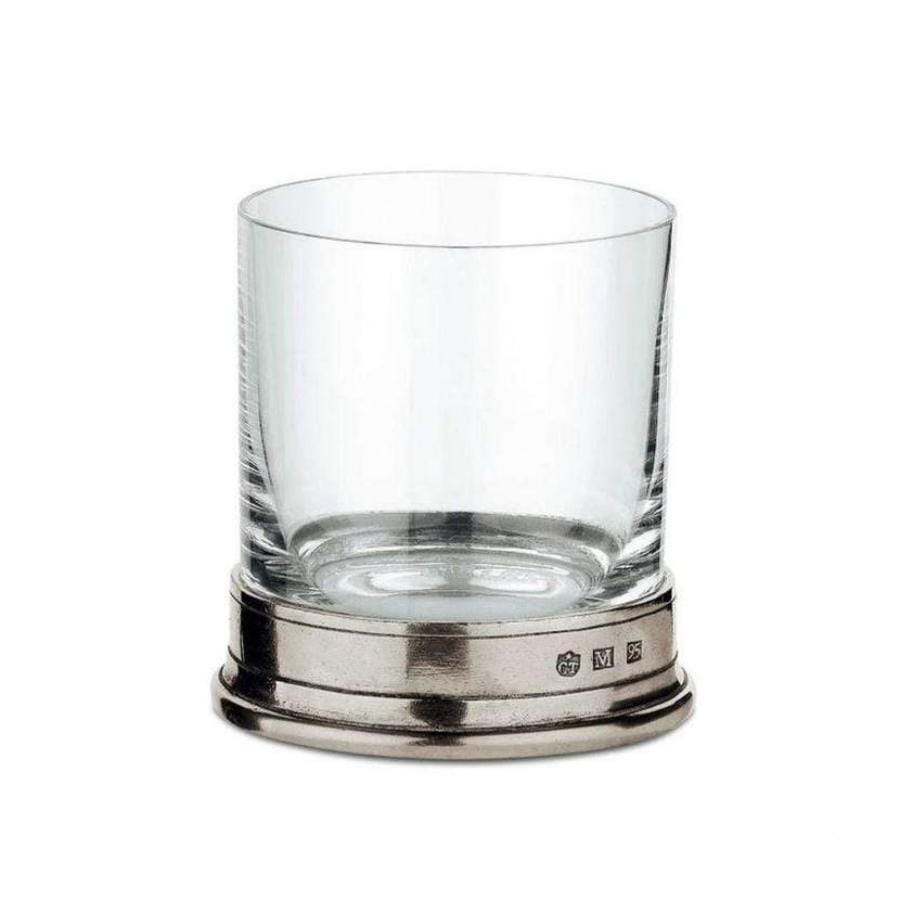 Italian Pewter Large Whiskey or Water Crystal Glass