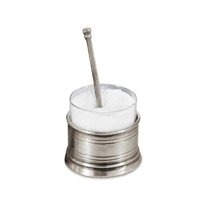 Italian Pewter Salt Cellar w Spoon