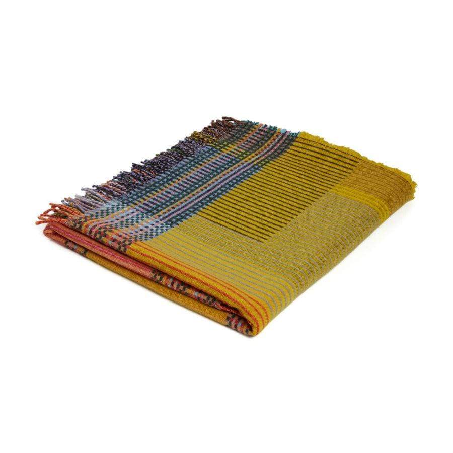 Lambswool Hambling Pinstripe Throw- Yellow/Pink