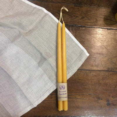 Natural Beeswax Dinner Candle | Long Set of 2