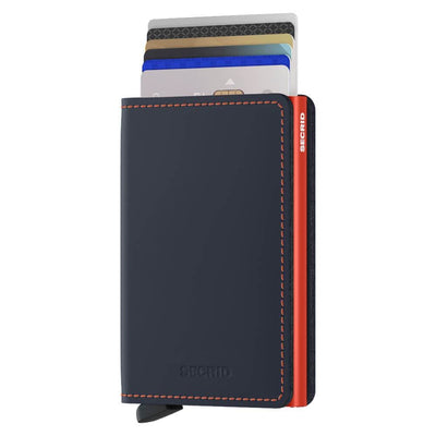 Secrid Matte Leather Slim Wallet l Night Blue/Orange