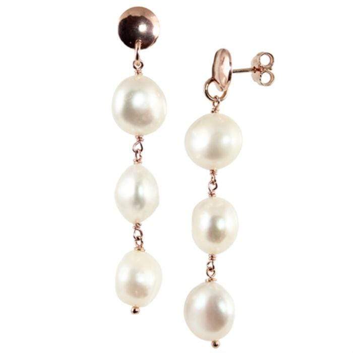 Simply Italian 3 drop White Pearl Stud Earrings