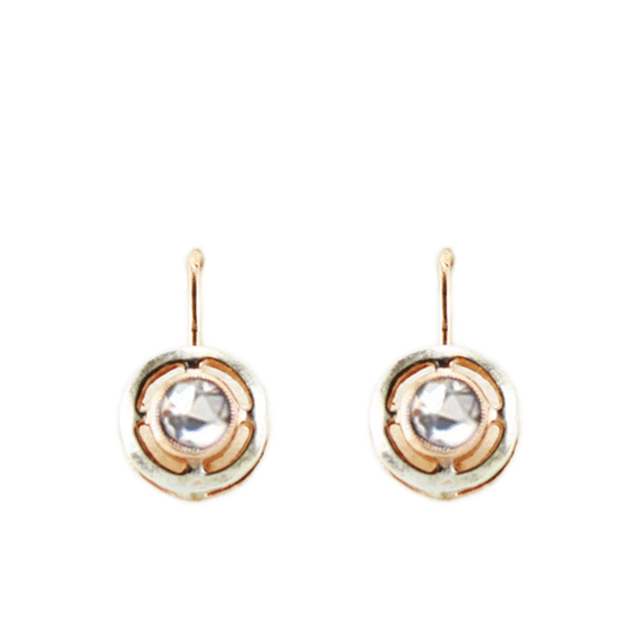 Simply Italian Silver/gold round with Crystal hook Earring