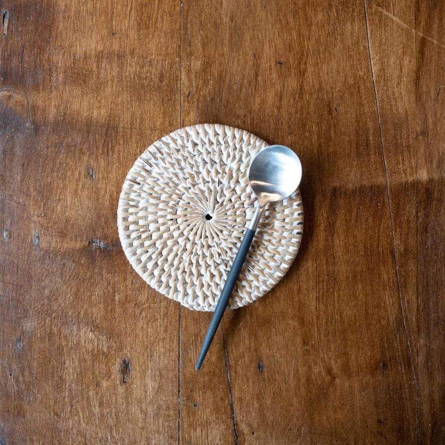 White Rattan Coaster