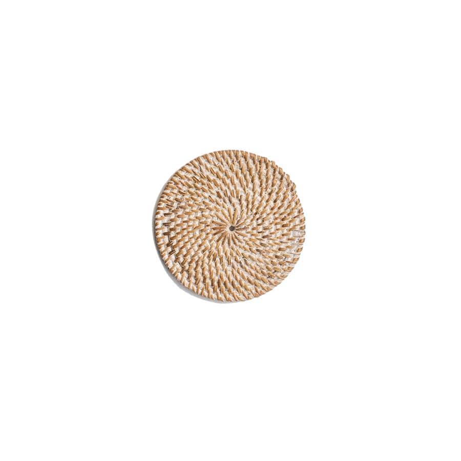 white White Rattan Coaster