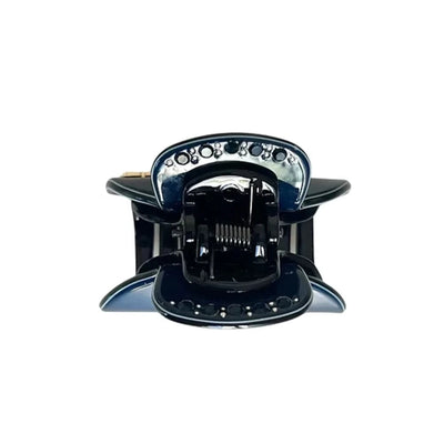 Acetate Small Hair Claw with Crystals | Deep Blue