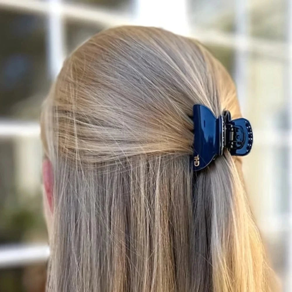 Acetate Small Hair Claw with Crystals | Deep Blue