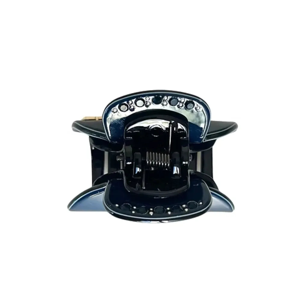 Acetate Small Hair Claw with Crystals | Deep Blue