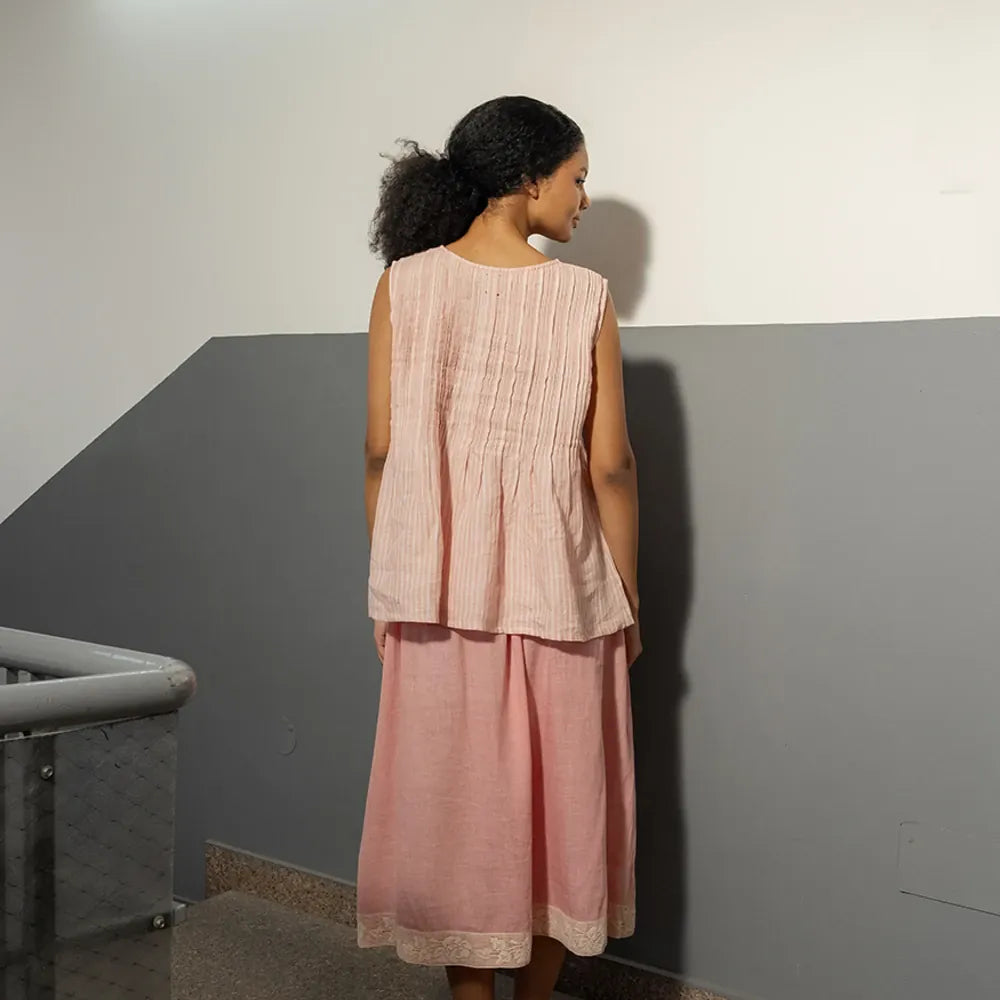 Ali Linen Pintuck Top | Rose