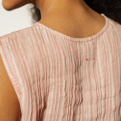 Ali Linen Pintuck Top | Rose