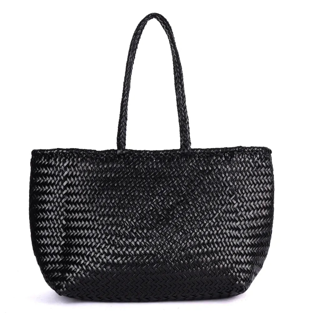 Amalfi Woven Leather Shopper | Black