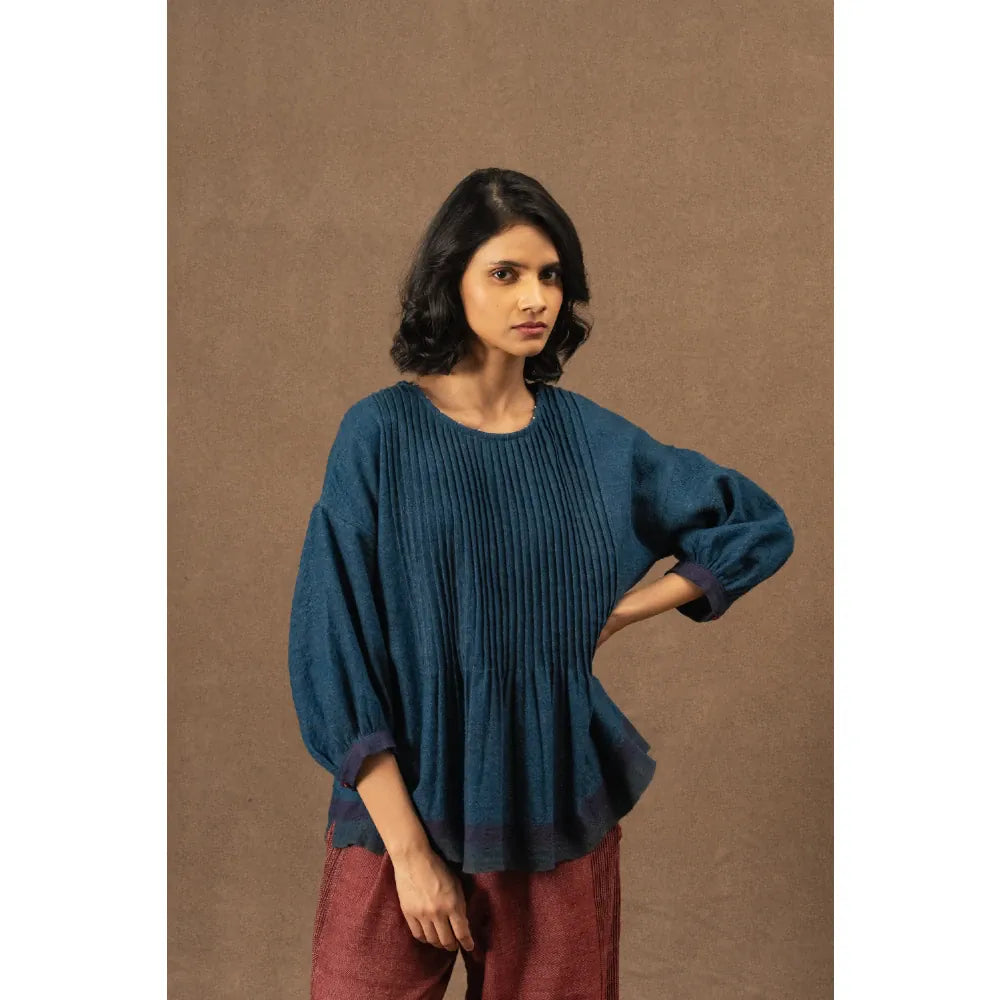 Amelia Wool Blouse | Indigo