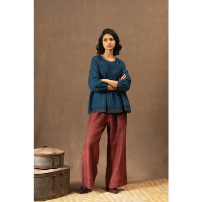 Amelia Wool Blouse | Indigo