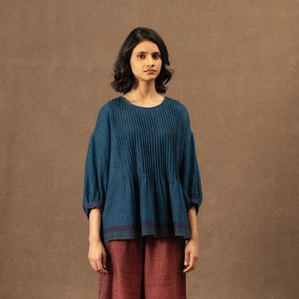 Amelia Wool Blouse | Indigo