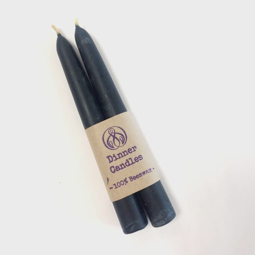 Beeswax Short Dinner Candle Black Set of 2