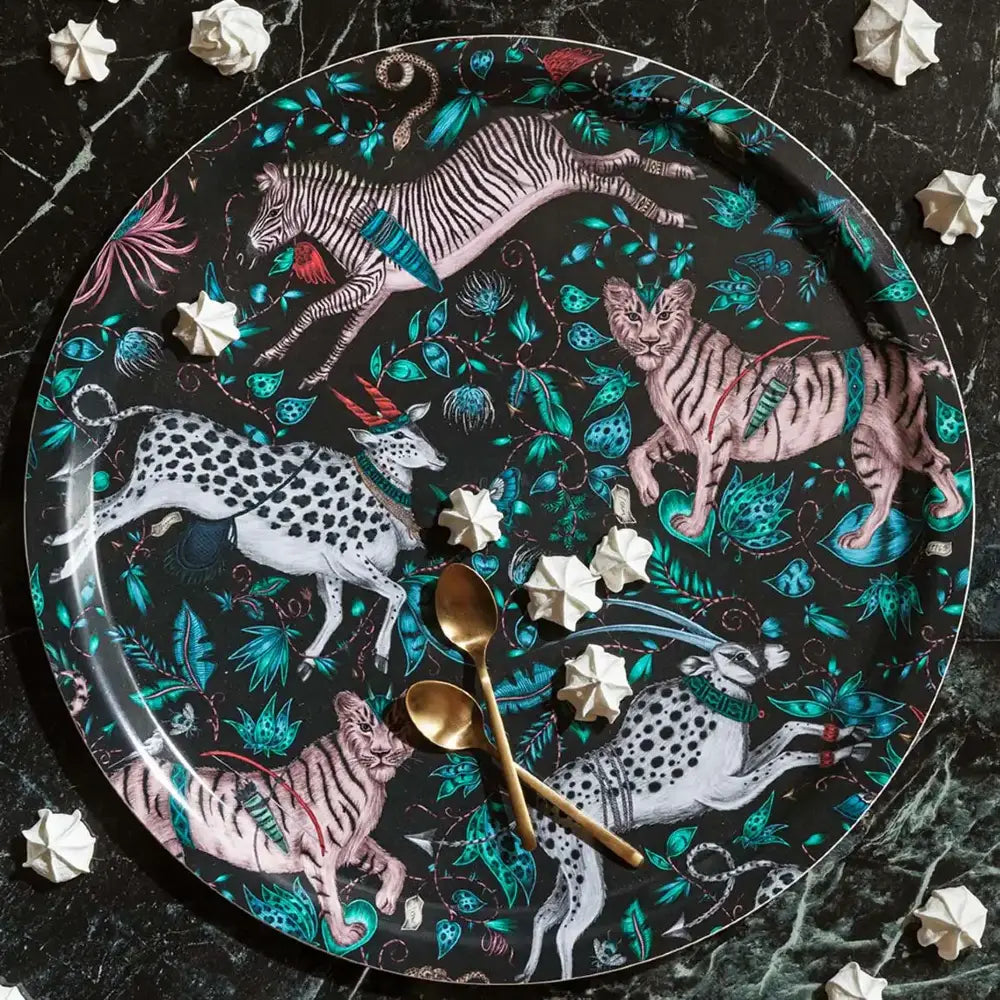 Birchwood Tray Large Round | Protea Navy