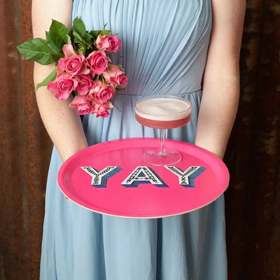 Birchwood Tray Round | YAY | Bright Pink