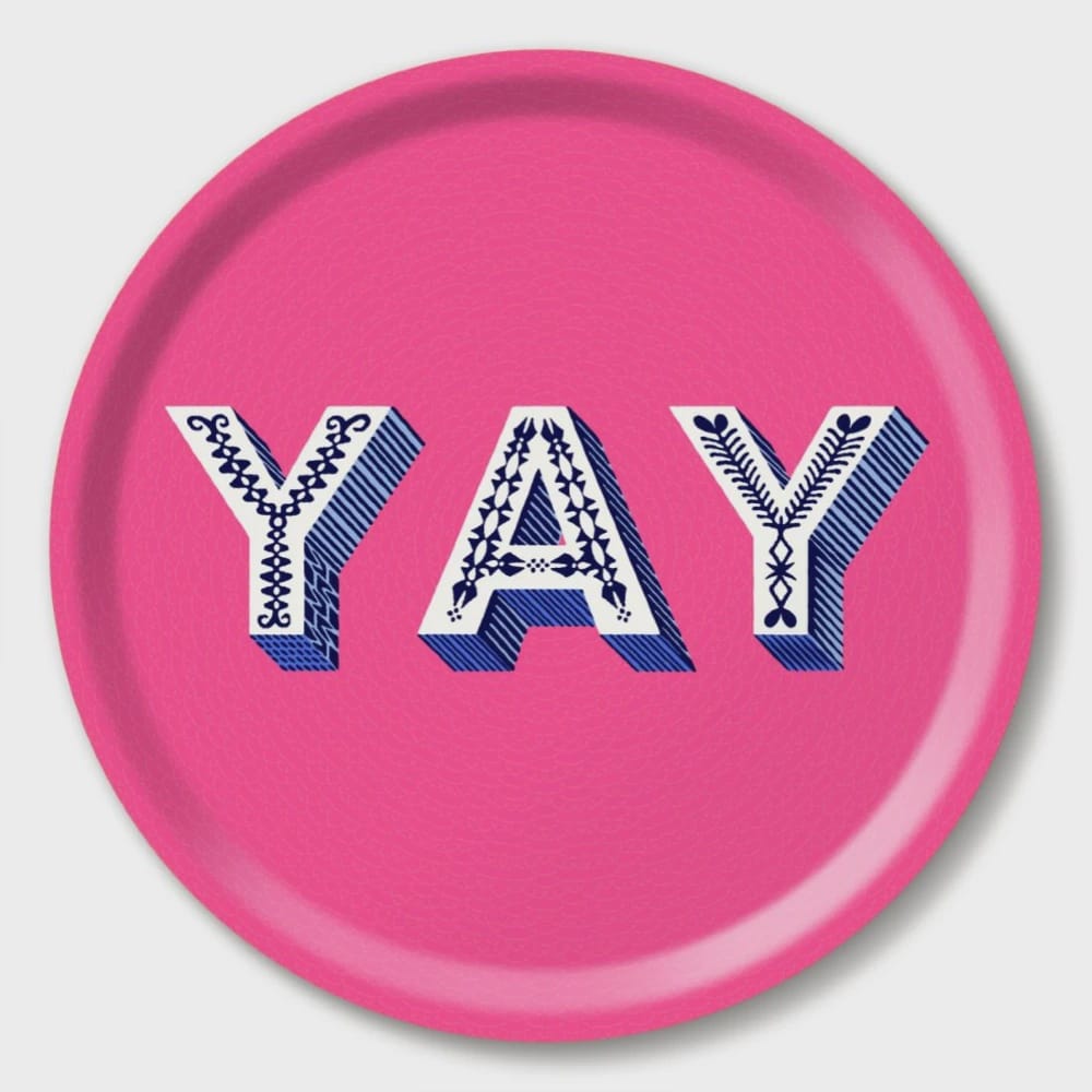 Birchwood Tray Round | YAY | Bright Pink