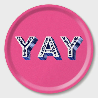 Birchwood Tray Round | YAY | Bright Pink