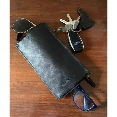 Black Duo Leather Glasses Case