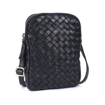 Black Florence Woven Phone Bag
