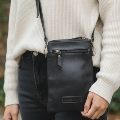 Black Isla Leather Crossbody Bag