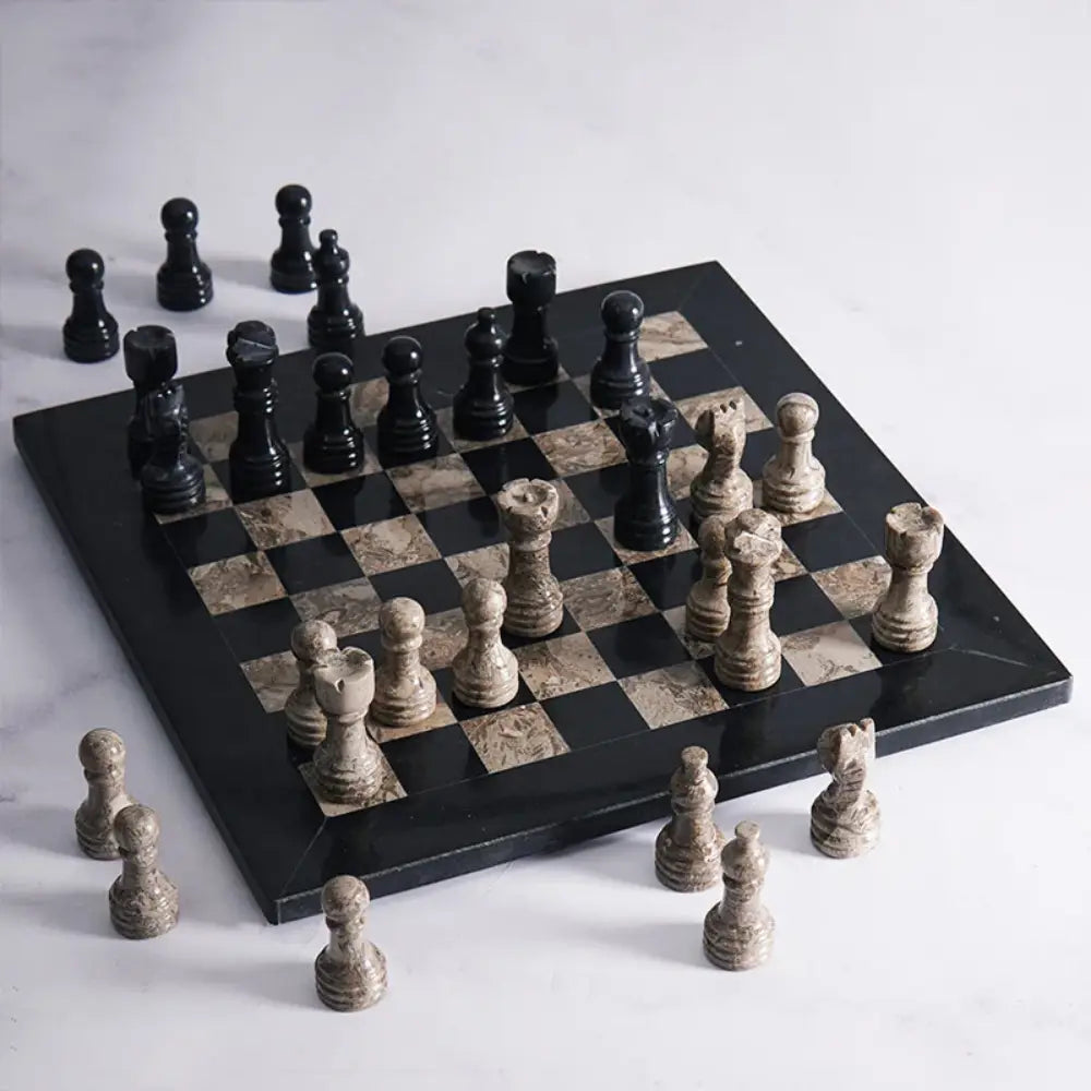 Black & Oceanic 25cm | Marble Chess Set