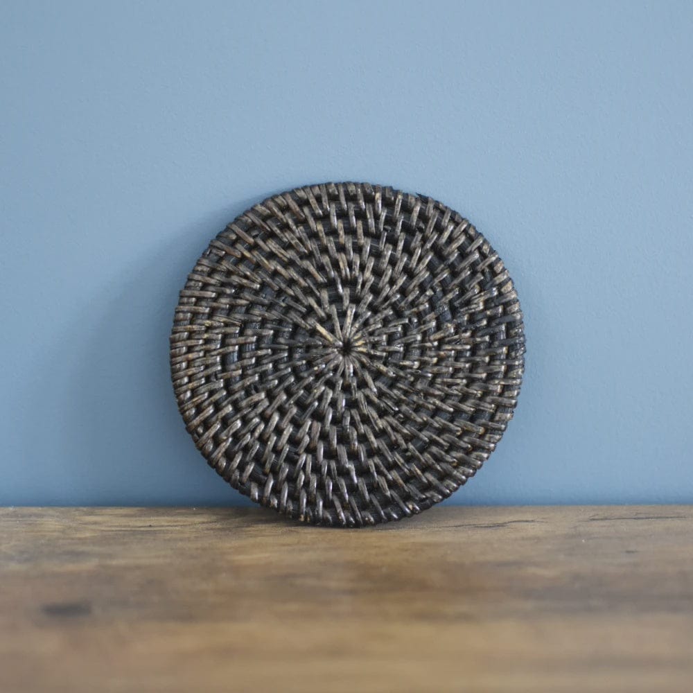 Dark Rattan Coaster Black Rattan Coaster | Cranfields Wellington NZ
