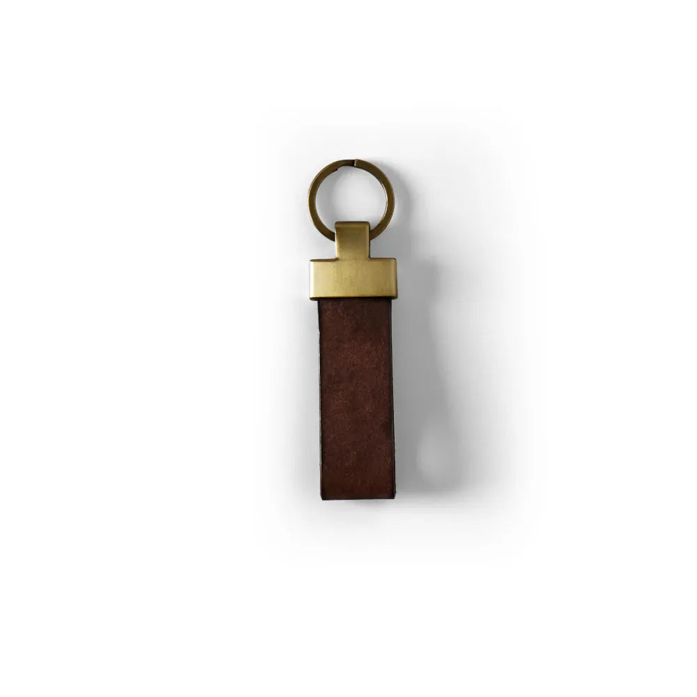 Brass Leather Keychain | Dark Brown