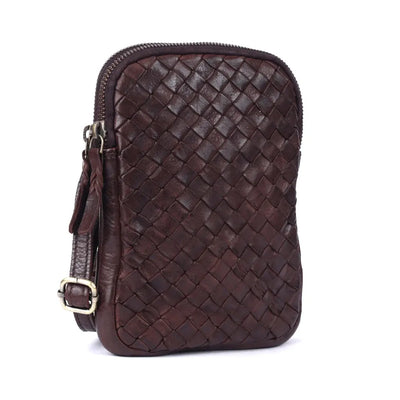 Brown Florence Woven Phone Bag