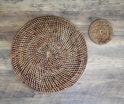 Brown Rattan Placemat Round | Brown