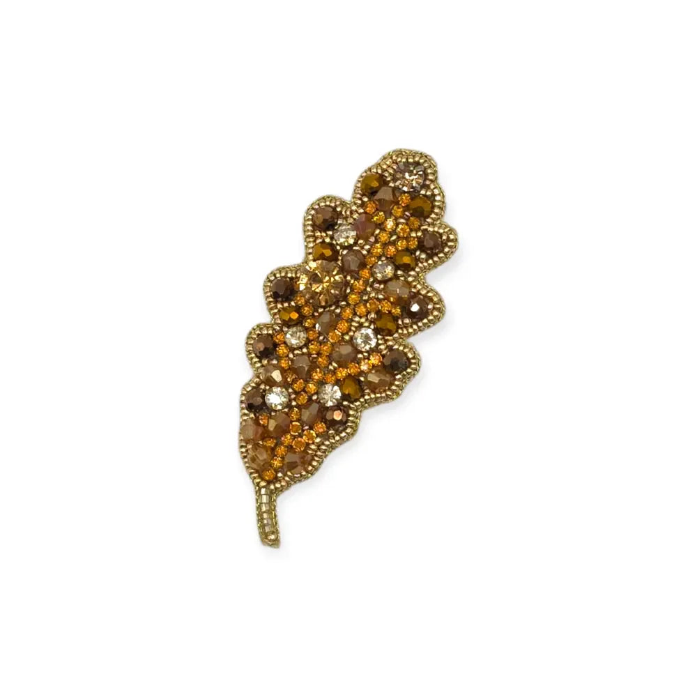 Brown Sparkle Ombre Oak Leaf Brooch