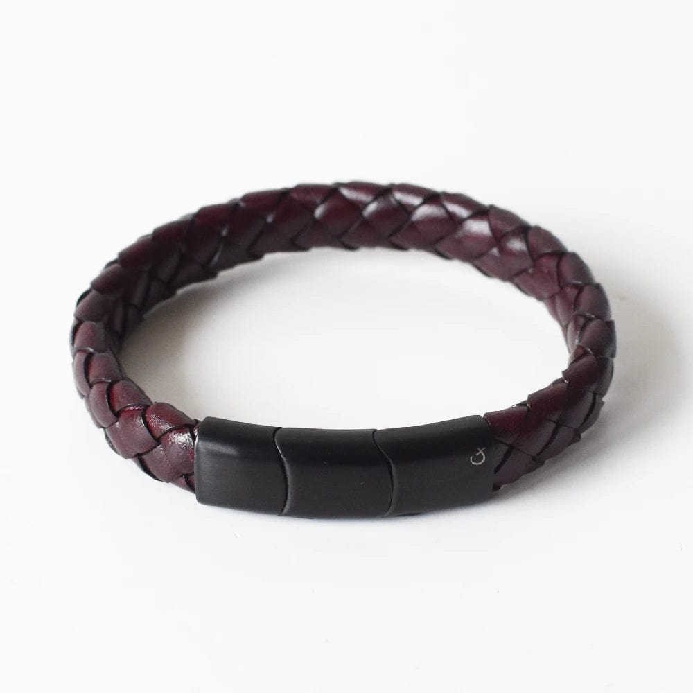 Brown Wide Plaited Leather Bracelet