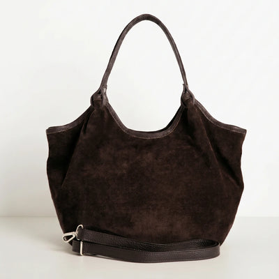 Calf-Suede Rosina Bag Dark Chocolate