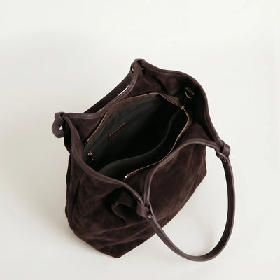 Calf-Suede Rosina Bag Dark Chocolate