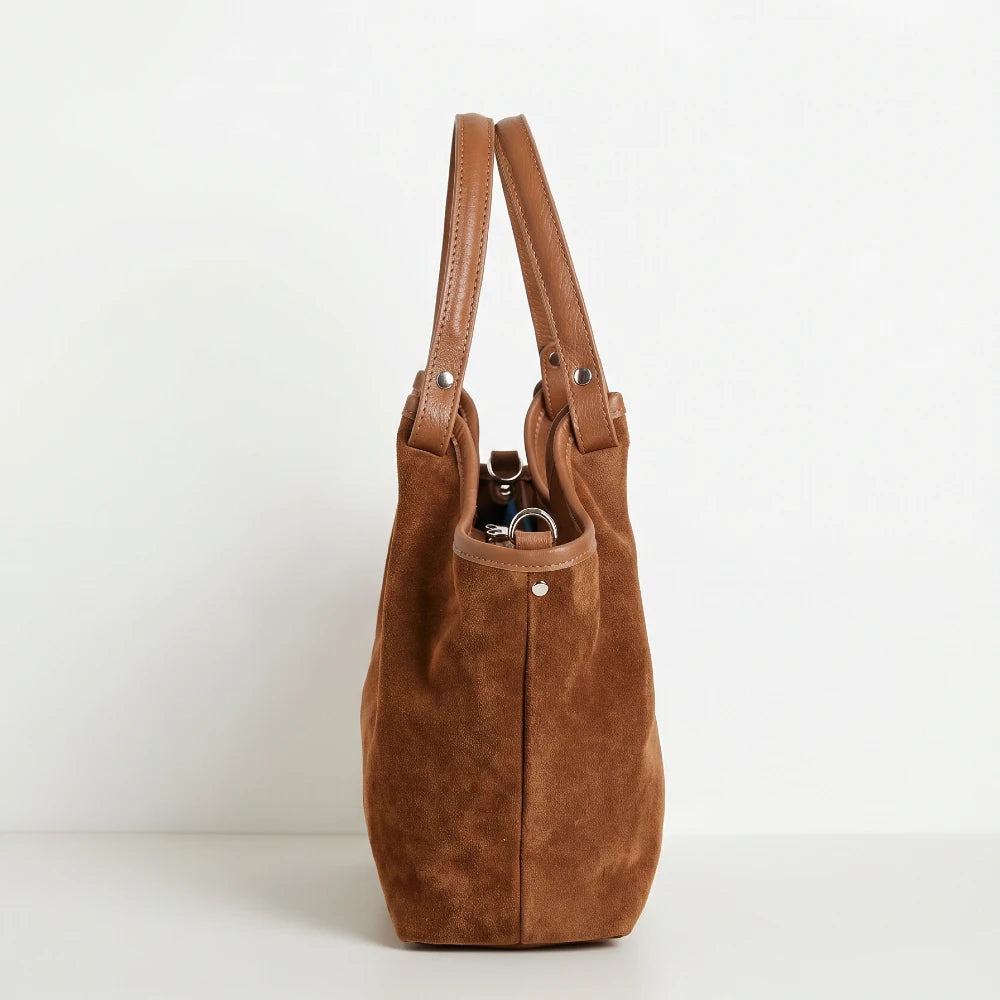Calf-Suede Rosina Bag Dark Chocolate Tan