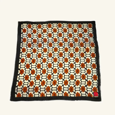 Cashmere Wool Scarf | Geometric Print | Tawny Port