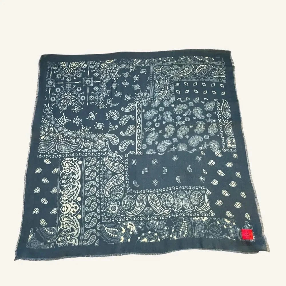 Cashmere Wool Scarf | Paisley Soft | Navy Blue