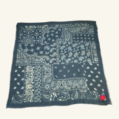 Cashmere Wool Scarf | Paisley Soft | Navy Blue