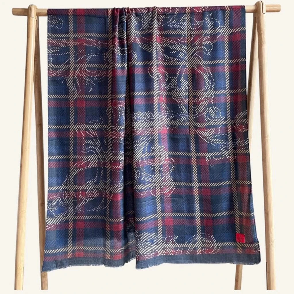 Cashmere Wool Scarf | Tartans Cashmere | Navy
