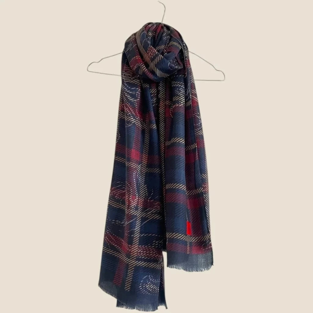 Cashmere Wool Scarf | Tartans Cashmere | Navy