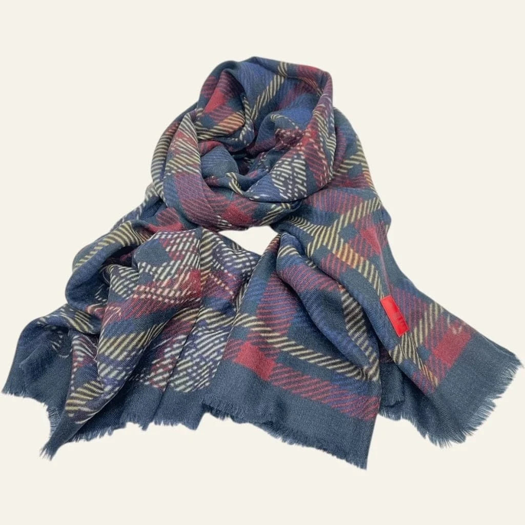Cashmere Wool Scarf | Tartans Cashmere | Navy