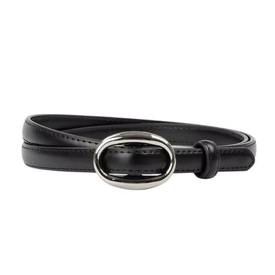 Chicago Black Leather Belt | Silver