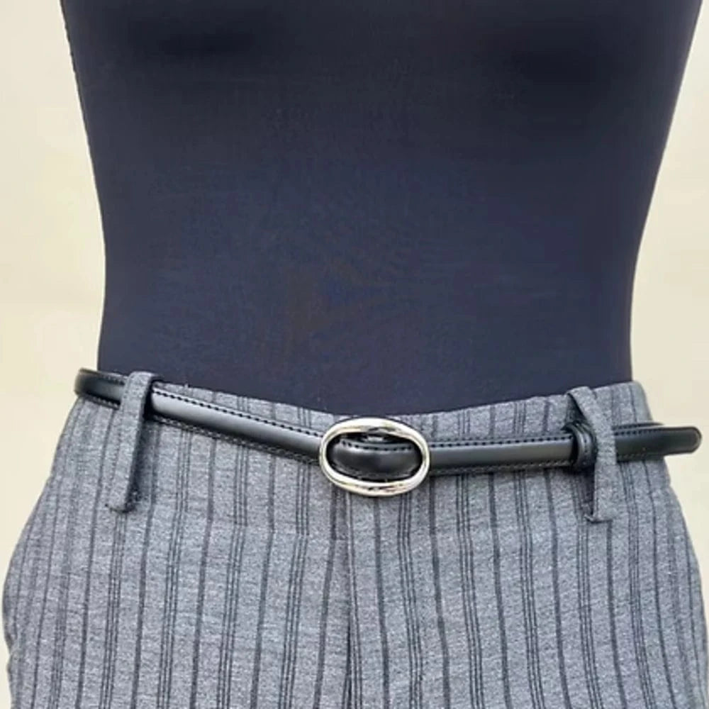 Chicago Black Leather Belt | Silver