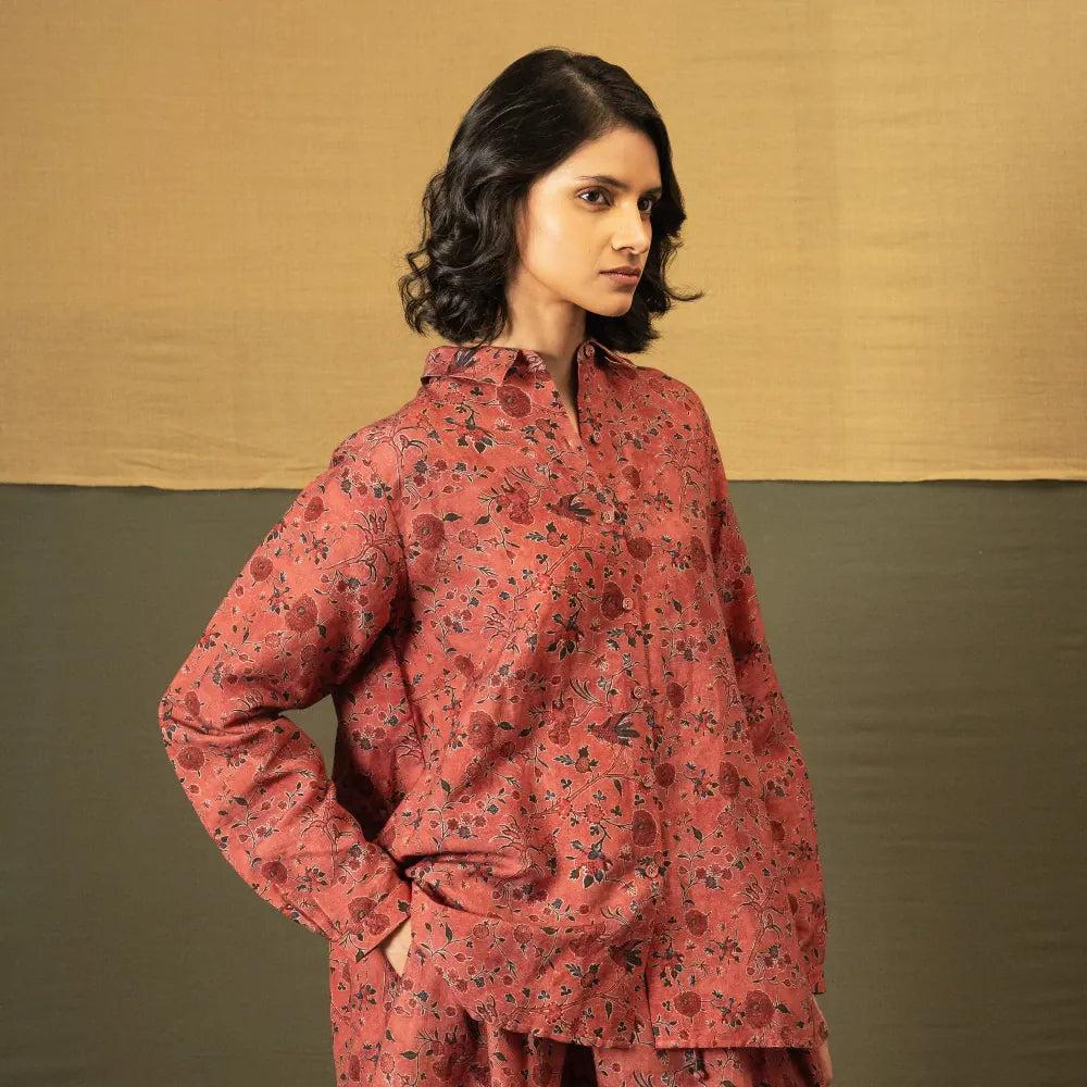 Diana Cotton Linen Blouse | Barn Red