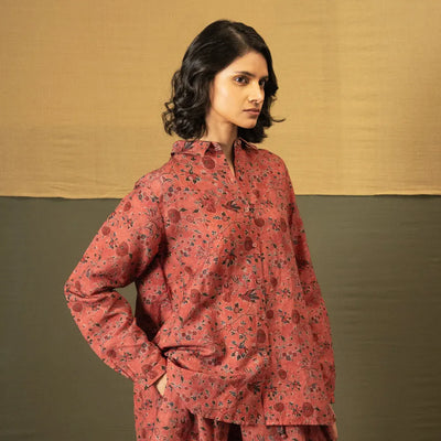 Diana Cotton Linen Blouse | Barn Red