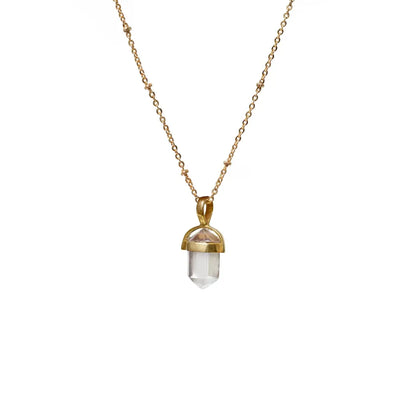 Double Mini Point Bridge Set With Rock Crystal On Short Satellite Chain
